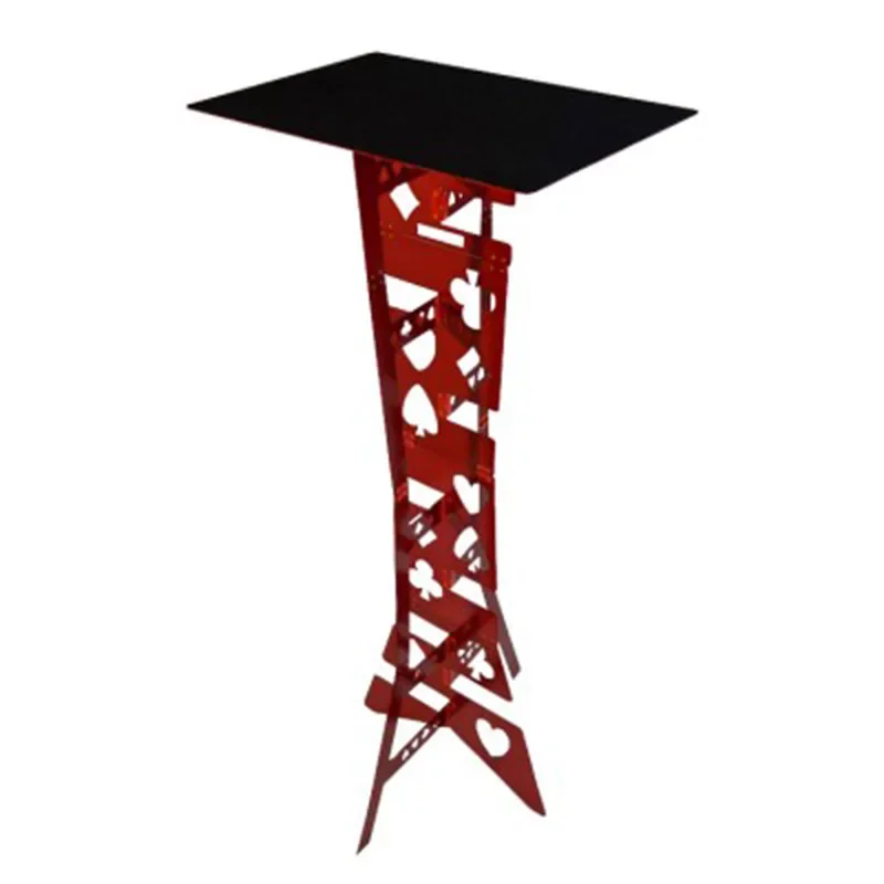 Folding Table  Aluminium Magic Tricks Red Metal Folding Table Easy to Carry Magician's Table Stage Street Show Magia Accessories