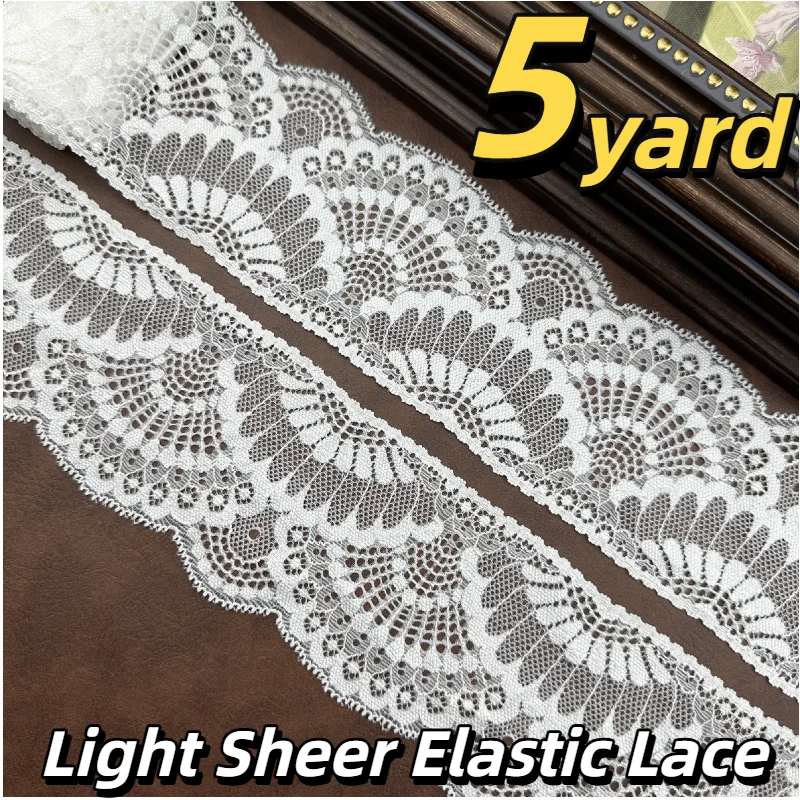 5 Yards White Soft Stretch Lace Trim - 2.75 Inch Wide for Sewing, Bridal Veils, Costumes, Crafts & More
