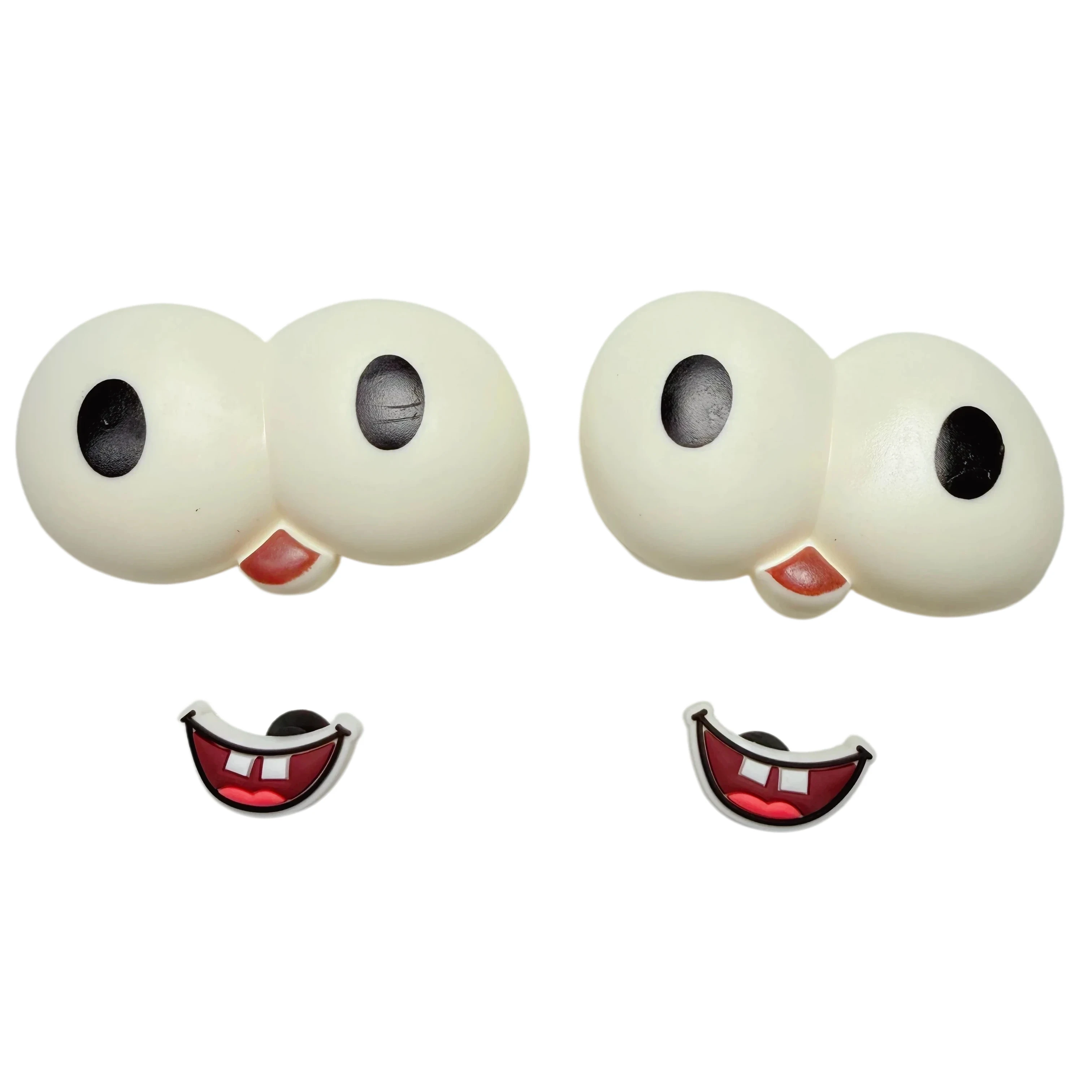 2/4Pcs Cartoon Big Eyes Smile Face PVC 3d Sandals Garden Shoe Charms Decoration Clogs Pins Slipper Accessories Holiday Present