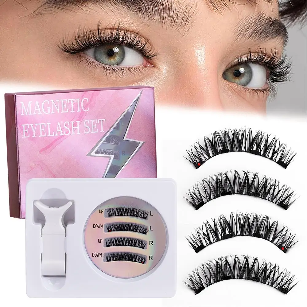 1 Pair Magnetic Eyelashes Natural Short 3D Mink Lashes Reusable False Eyelash with Magnets Tweezer Makeup Tool maquillaje Cílios