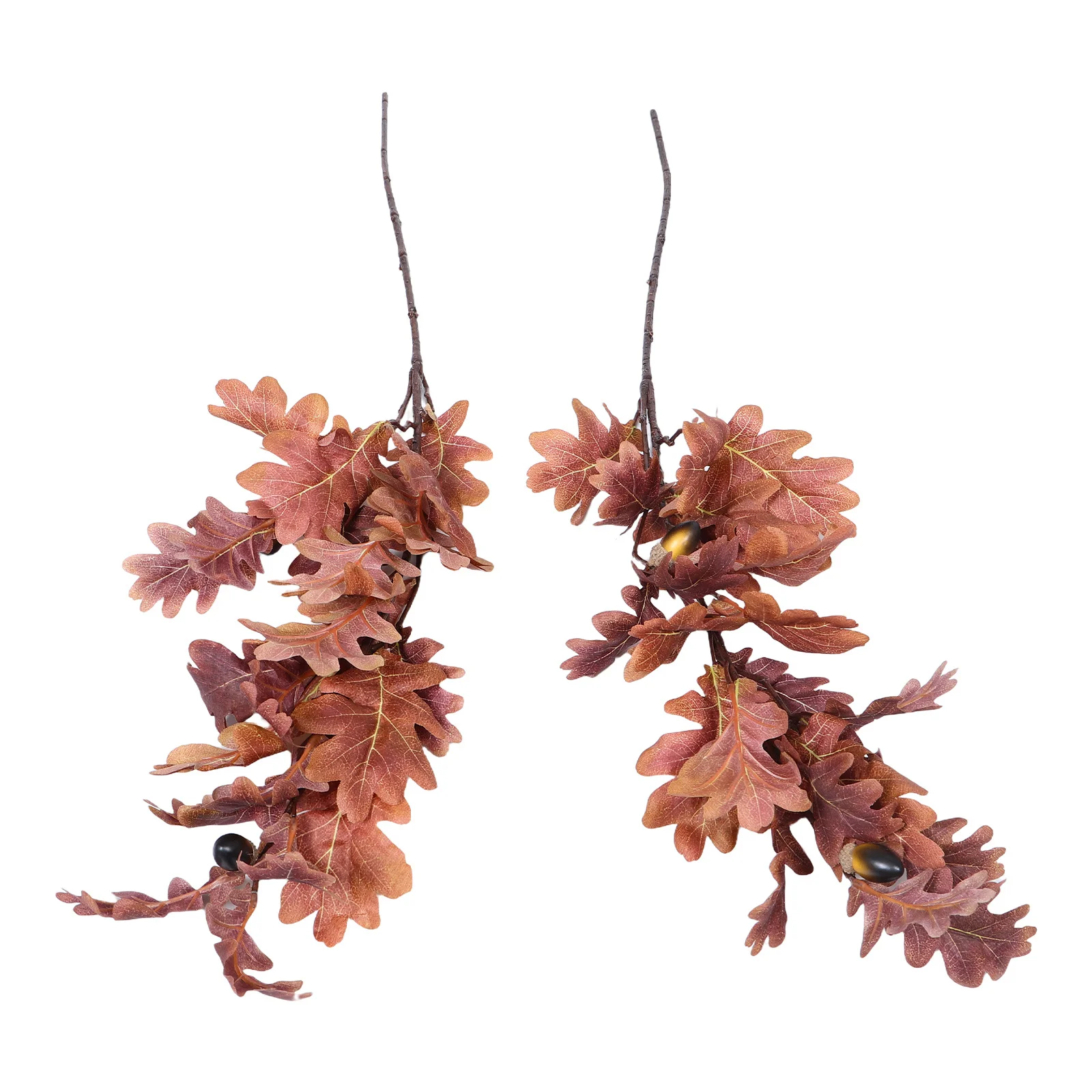 

2pcs Realistic Faux Oak Leaves Branches Long Stem Artificial Fall Greenery For Indoor Outdoor Decor Wedding Thanksgiving Vase