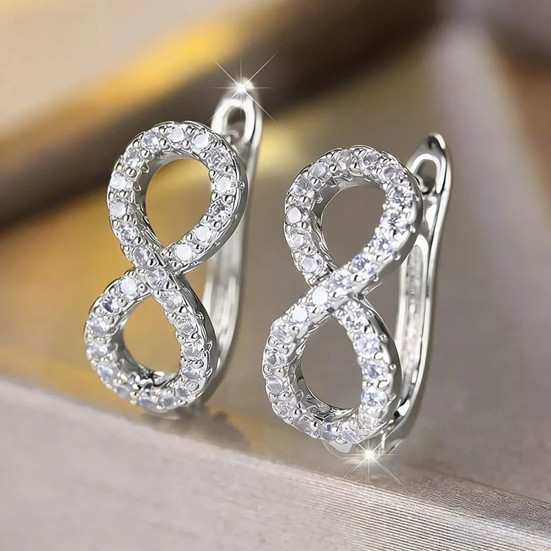 CAOSHI Delicate Two Color Available Hoop Earring for Women Versatile Infinite Loop Design Ear Accessories Bridal Wedding Jewelry