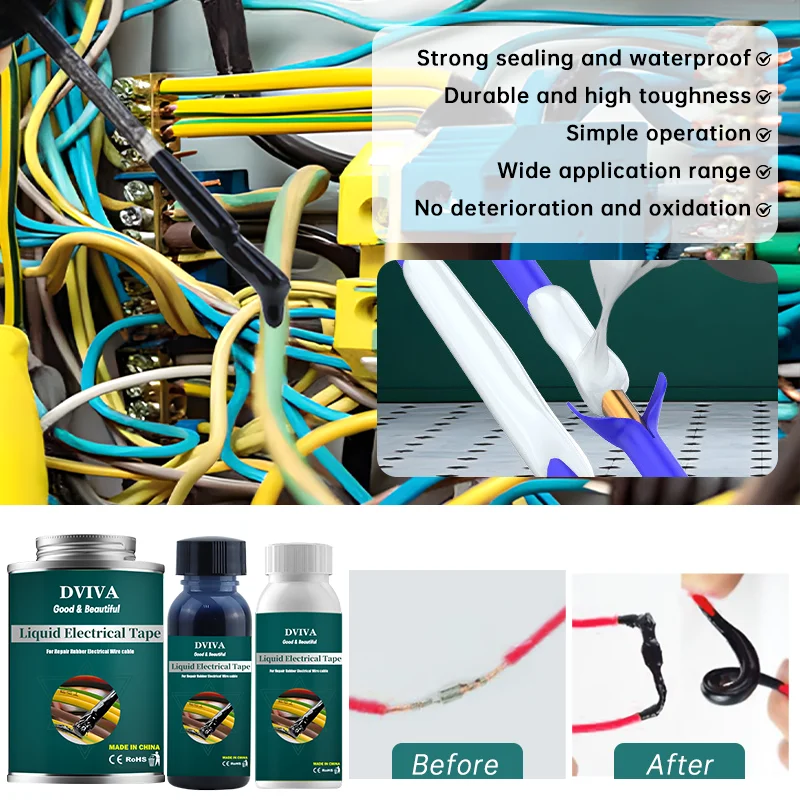 15 ~ 300 мл жидкая изоляционная лента, водостойкая изоляционная лента, герметик, электрический провод, кабельное покрытие, ремонтный клей, жидкий изоляционный клей