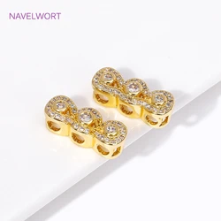Trendy 18K Gold Plated Inlaid Zircon Spacer Beads Separator End Beads Connector For DIY Pearls Necklace Jewelry Making Findings