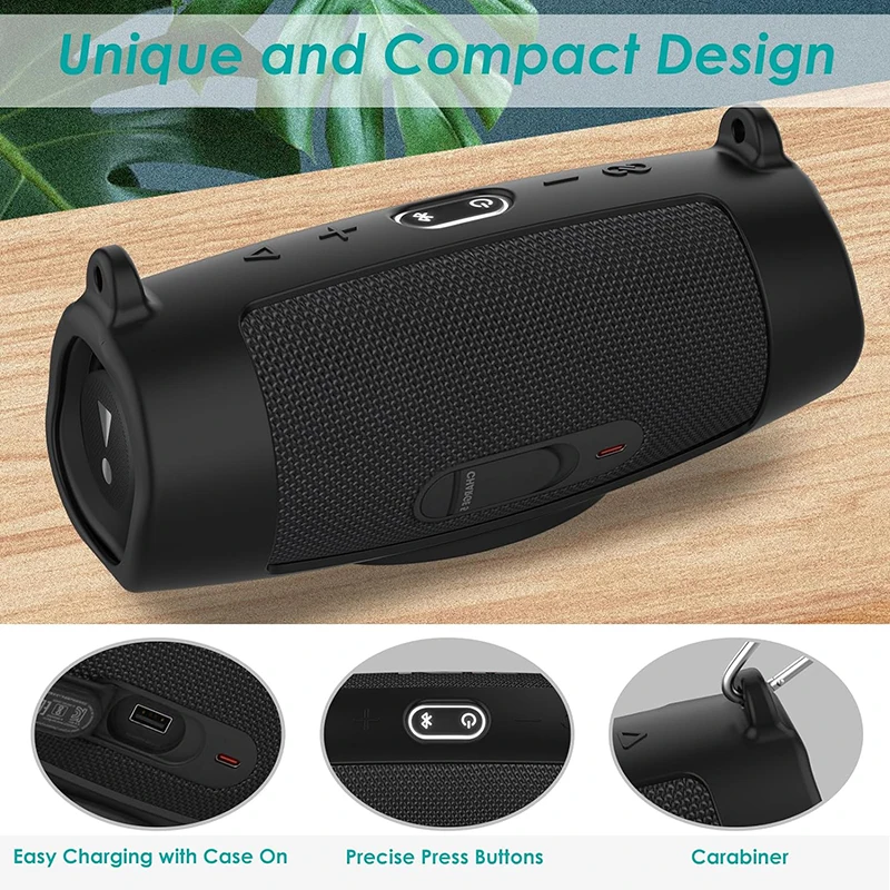 Funda de silicona blanda para Altavoz Bluetooth JBL Charge 5, funda con correa, mosquetón, bolsa para altavoz inalámbrico