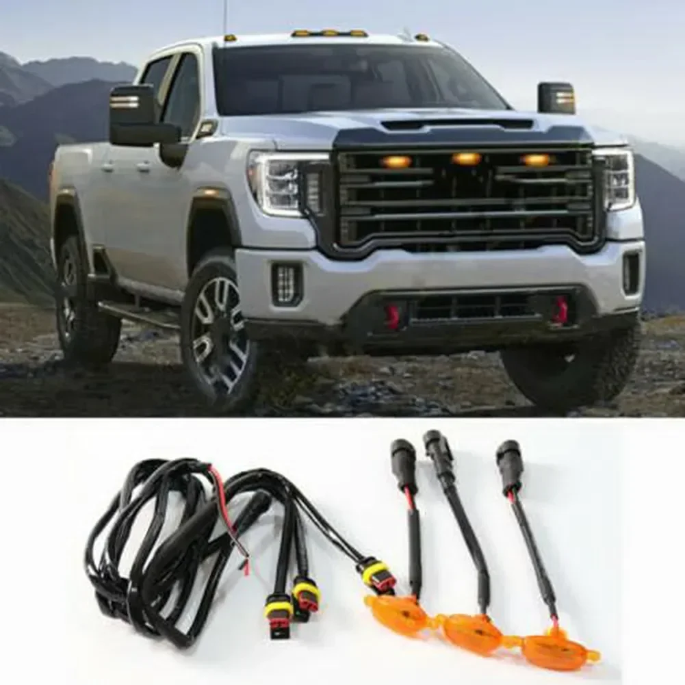 3pcs LED Light With Wire For GMC Sierra 2500 HD 2019-2021 Front Grille LED Light Raptor Style Grill Cover NEW