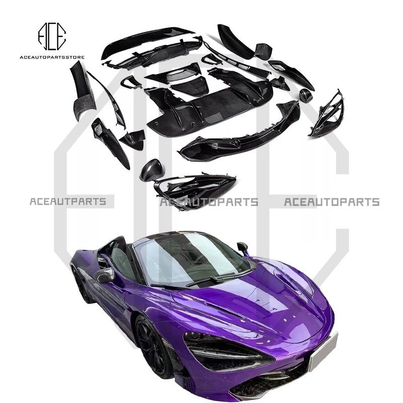 Carbon fiber Car Bumper Front Lip Diffuser Side Skirts Full Body Kit Facelift For McLaren 720S bodykit O Style