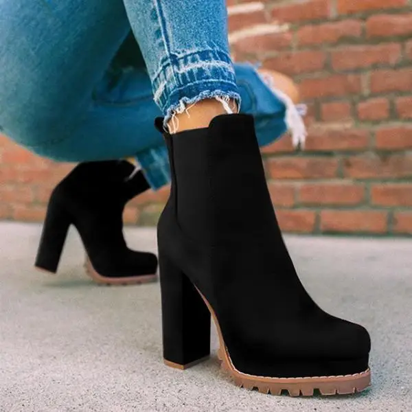 2023Women Shoes Ankle Boots Woman Sexy High Heels Pattern Chunky Heel Shoes Ladies  Female Open Toe Women\'s Sude Boots