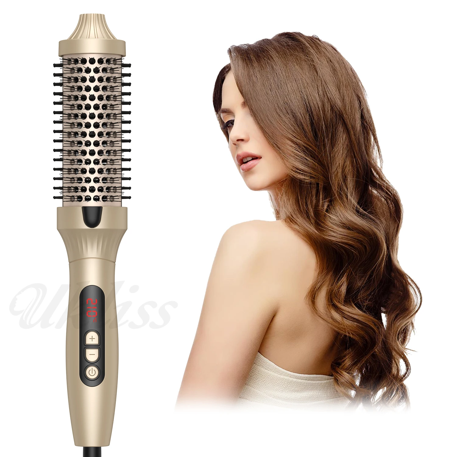 Hair Volumizing Comb Heated Curling Brush 10 Temperature Setting Hair Styling Tool Heating Round Brush Professional Curling Iron