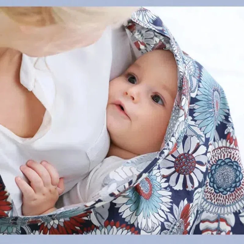 Muslin Nursing Cover for Breastfeeding Cotton Nursing Apron Lightweight Nursing Cover for Comfortable Bonding Cotton Printing