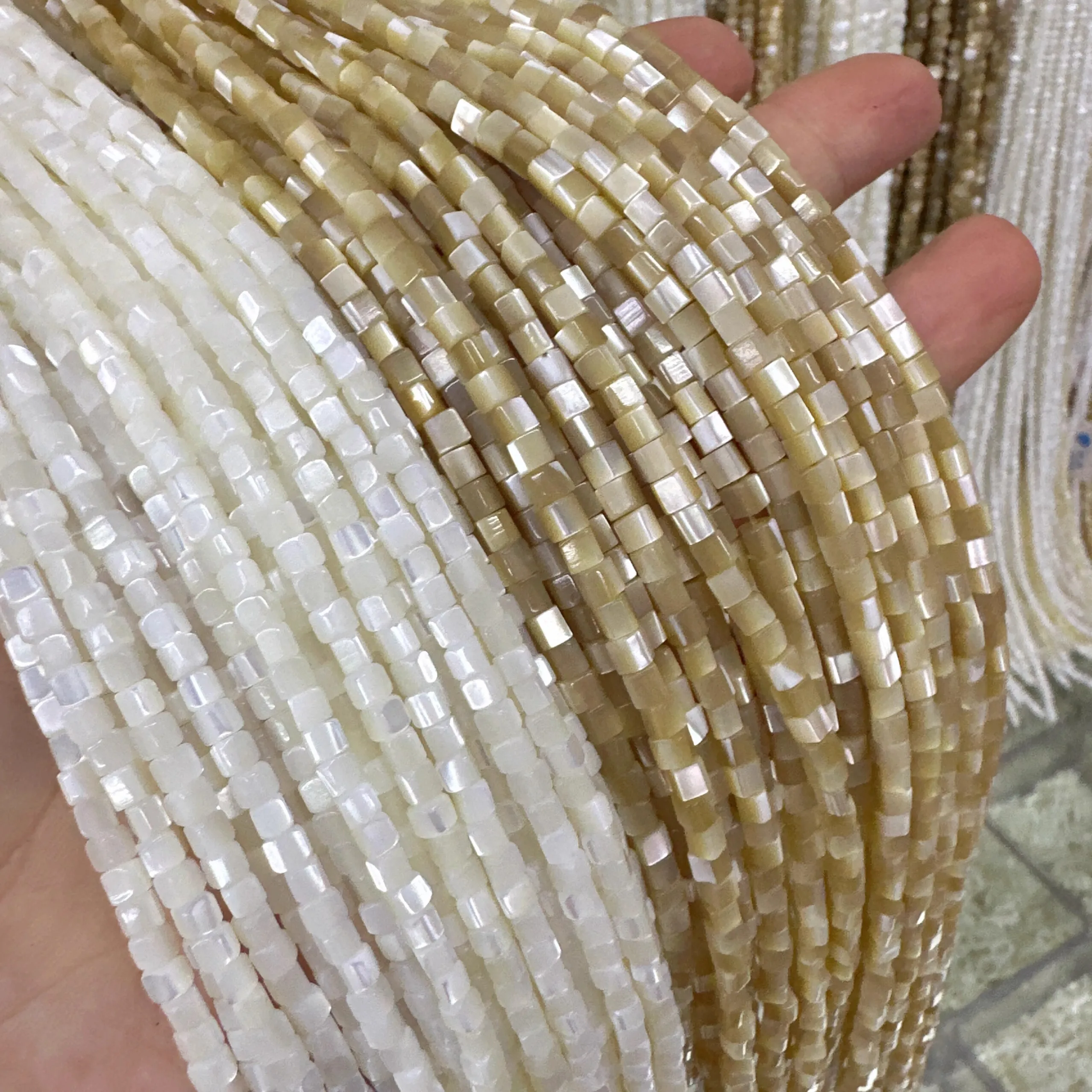 Trochidae Top Shell white brown square 3mm 4mm 6mm nature for making jewelry necklace 38cm FPPJ wholesale  loose beads