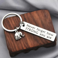 1pc/2pcs Inspirational Positive Energy Keychain Elephant Never Don't Forget How Strong You Are Stainless Steel Relatives And Fri