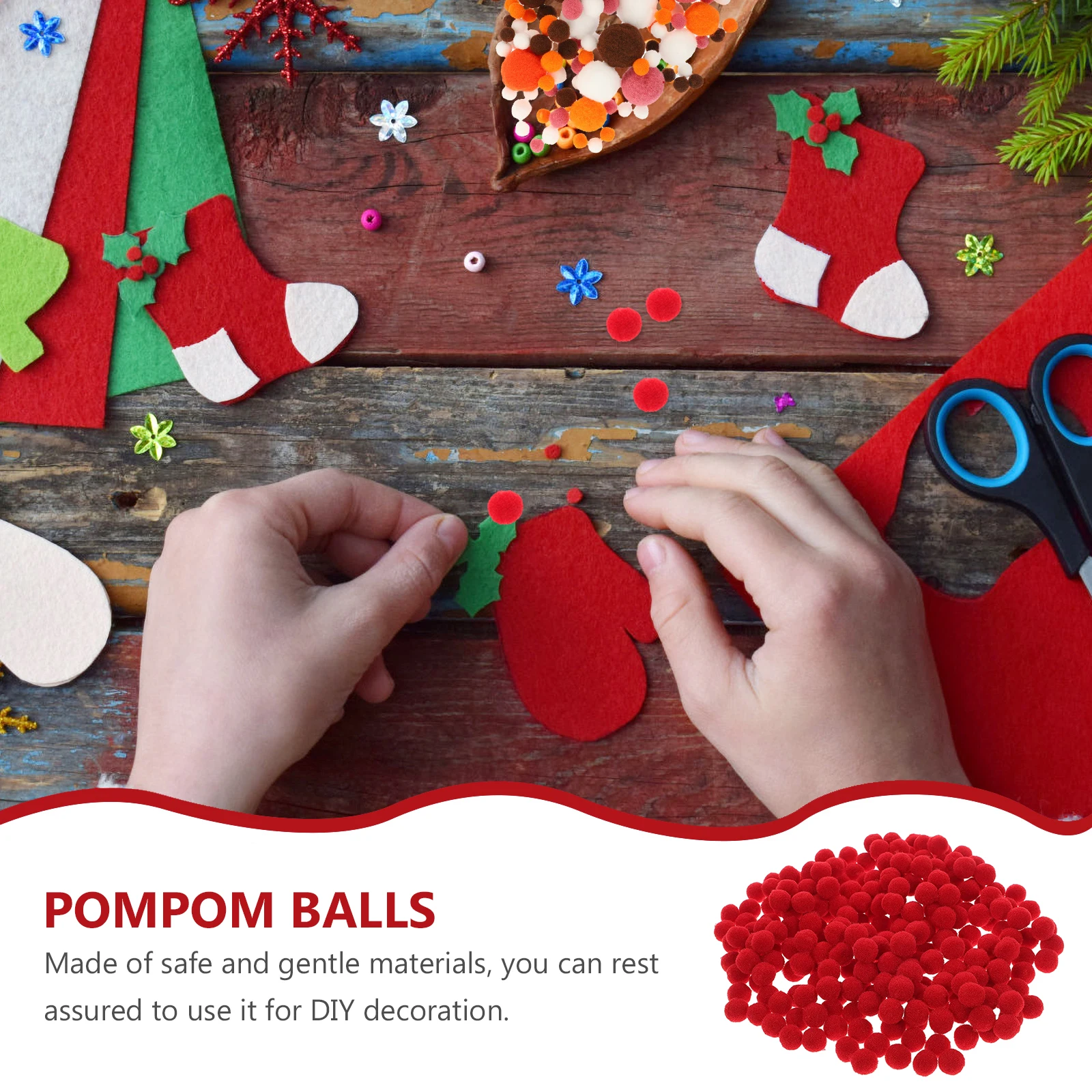 250pcs Red Poms Crafting Balls Diy Hat Diy Clothes Prop Decorations Sewing Costume Materials Gentle Multipurpose