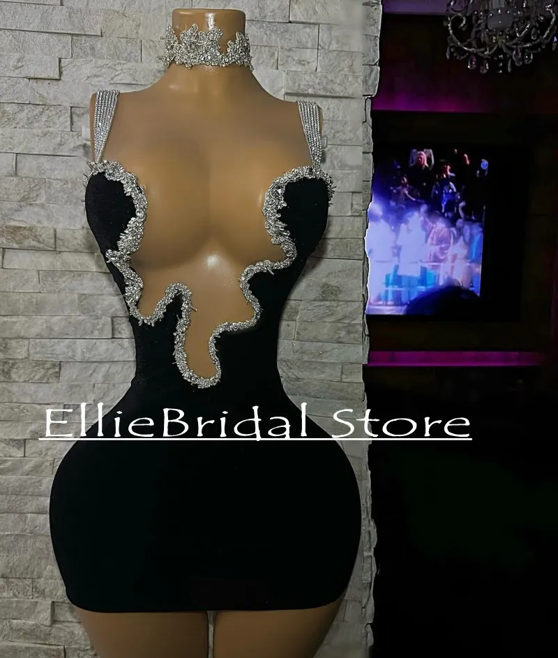 

Потрясающие черные платья на день рождения, бархатное женское короткое вечернее платье с кристаллами, платья для встречи выпускников, платья на заказ