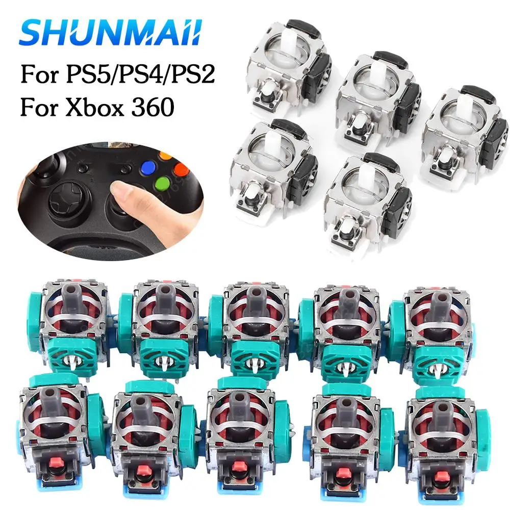 5/10pcs 3D Analog Joystick for Xbox 360 Sensor Module Thumb Stick Replacement Parts for PS5/PS4/PS2 Gamepad Controller Accessory