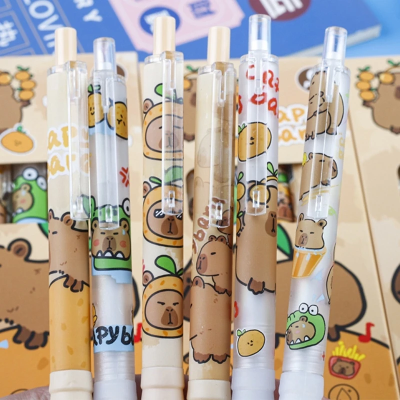 6pcs Cartoon Retractable Gel Pen 0.5 mm Herramienta escritura oficina pluma secado rápido para escribir Dibujo