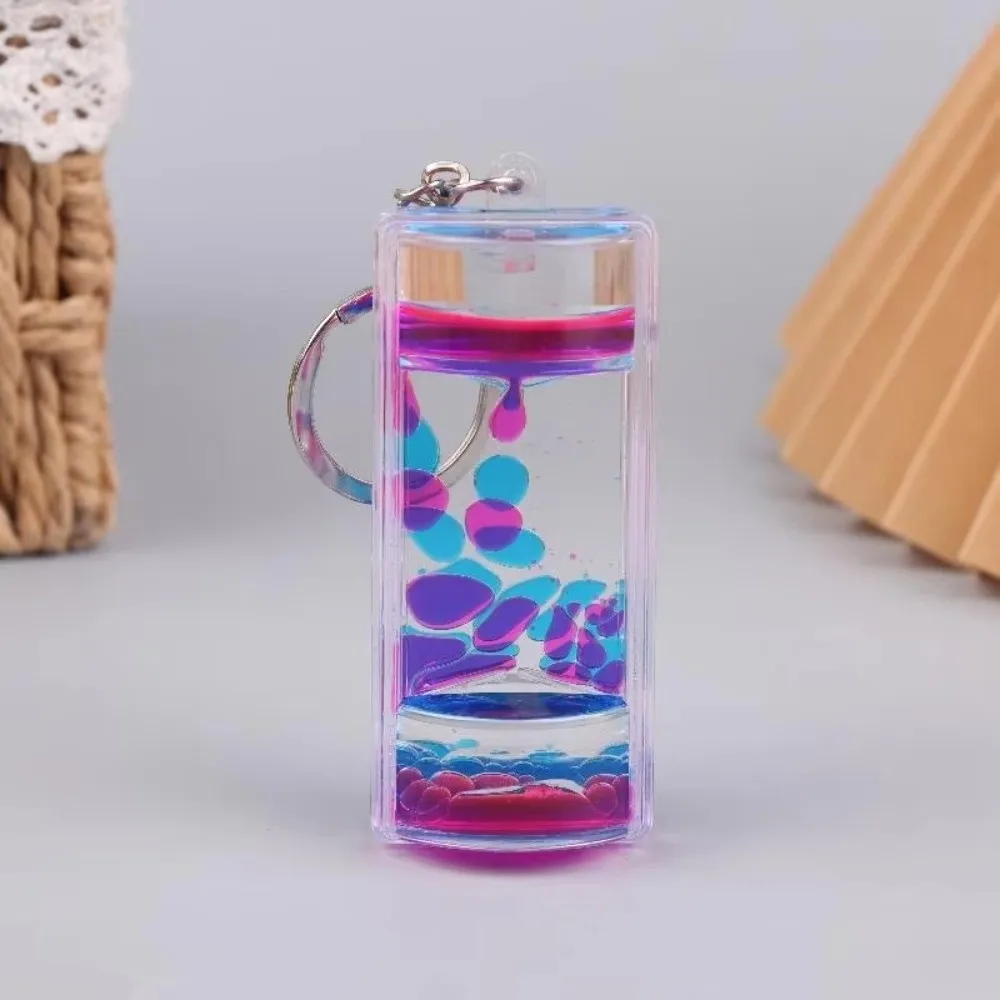 Colorful Key Ring Handicraft Hanging Decoration Liquid Timer Keychain Bag Charm Keychain Pendant Dynamic Bubble Hourglass Gift