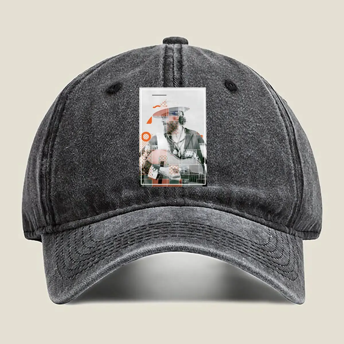 

Abstract - styled Guitarist Portrait Artwork Washed Baseball Cap