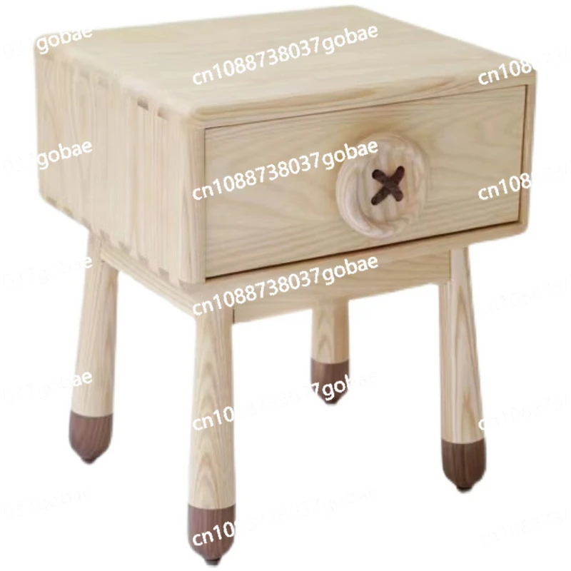 CX Simple Modern Solid Wood Children's Bedside Table Environmental Protection Wax Oil Storage Cabinet