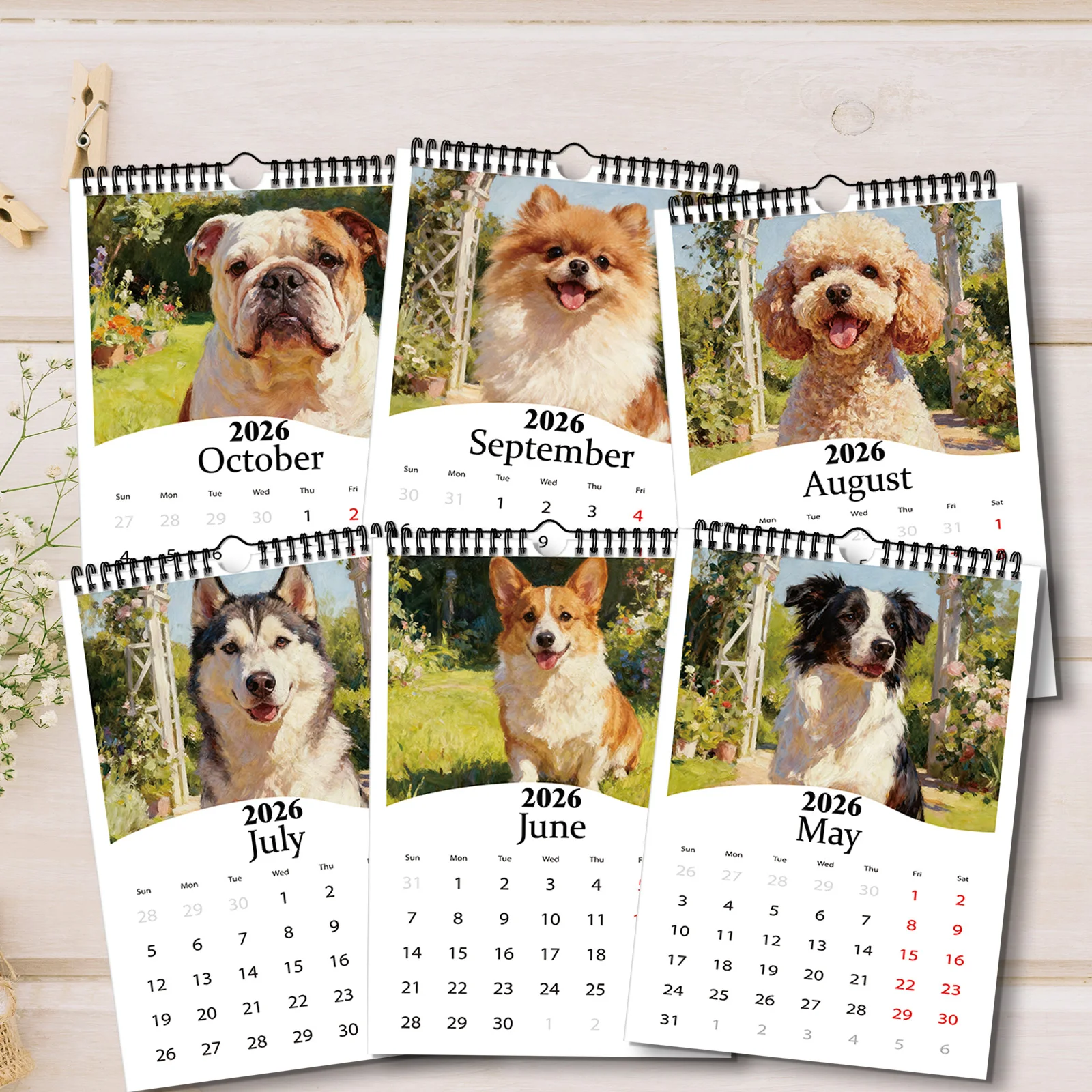 Calendario a tema cane 2026 da 1 pezzo, adatto per la visualizzazione delle date e la decorazione della casa, perfetto per gli amanti dei cani e un simpatico regalo in stile di vita