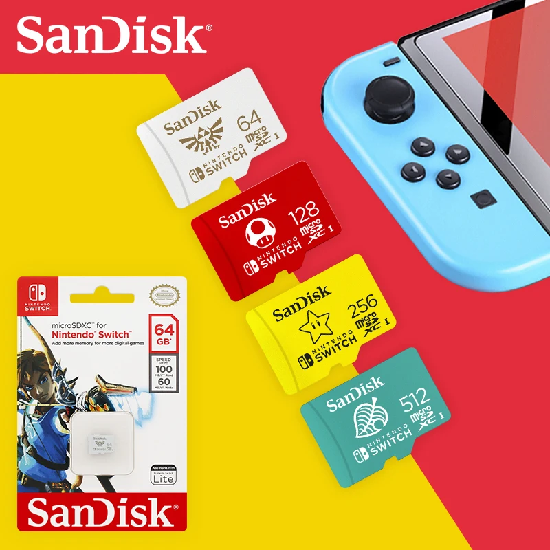 SanDisk microSDXC Memory Card for Nintendo Switch Game 64GB 128GB 256GB 512GB U3 4K Micro SD Card Flash TF Card for Phone Pad