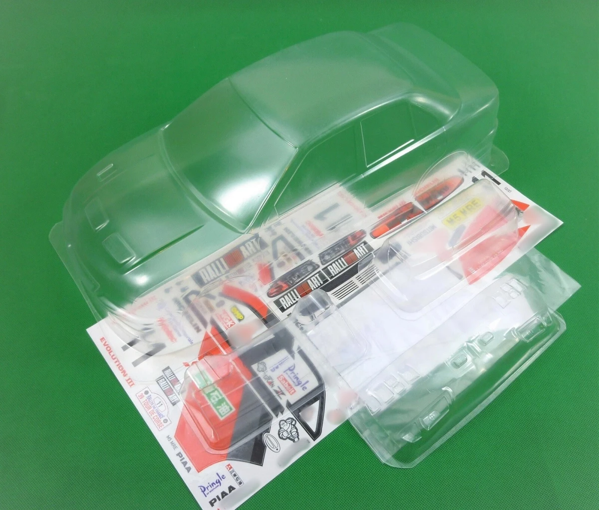 1/10 Lancer Evolution III Clear Lexan Body Shell 190mm Width w/ Light Buckles Rear Wing WRC Decals for RC Touring Drift Car