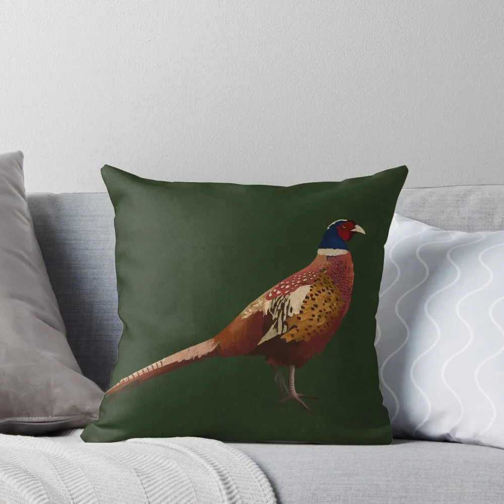 

Mr Pheasant on Textured Green background Throw Pillow Throw Pillow Covers Cushions For Sofa pillow