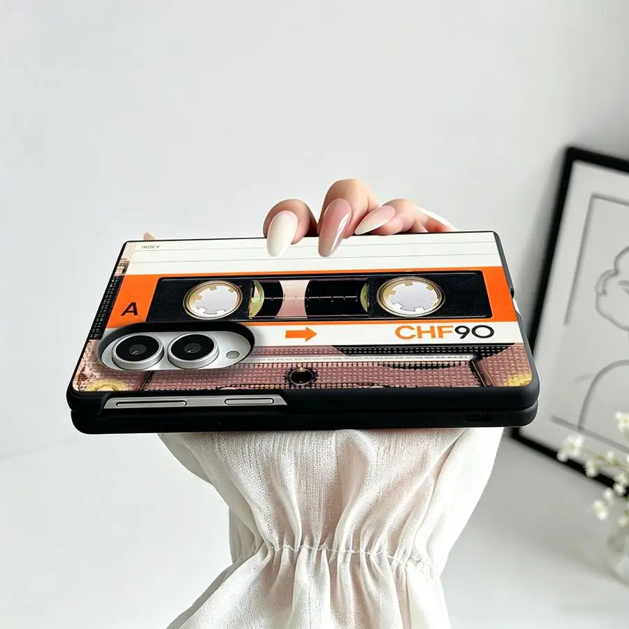 Orange Accent Cassette Luxury Phone Cover Case for Samsung Galaxy Z Fold 8 ZFold8 ZFold Wide Z Fold8 Wide - view 6