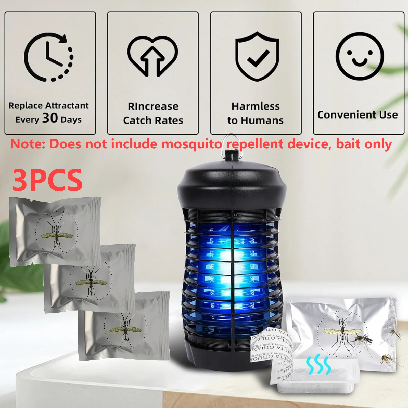 3Pcs/Set Mosquito Attractant Mosquito Lure Agent Mosquito Trap Lamp Parts Helper Effective Mosquito Lure Refill Bug Trap Tool