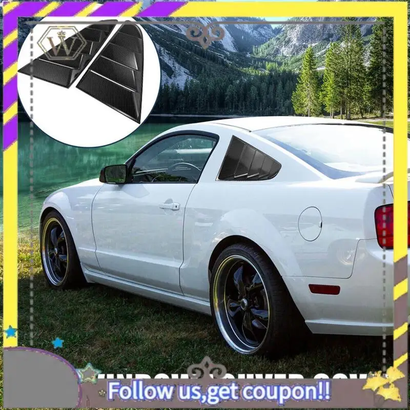 

ABXV-Carbon Fiber Color Rear Side Vent Quarter Window Louver Shutter Cover Trim Replacement Accessories For Ford Mustang 2015+