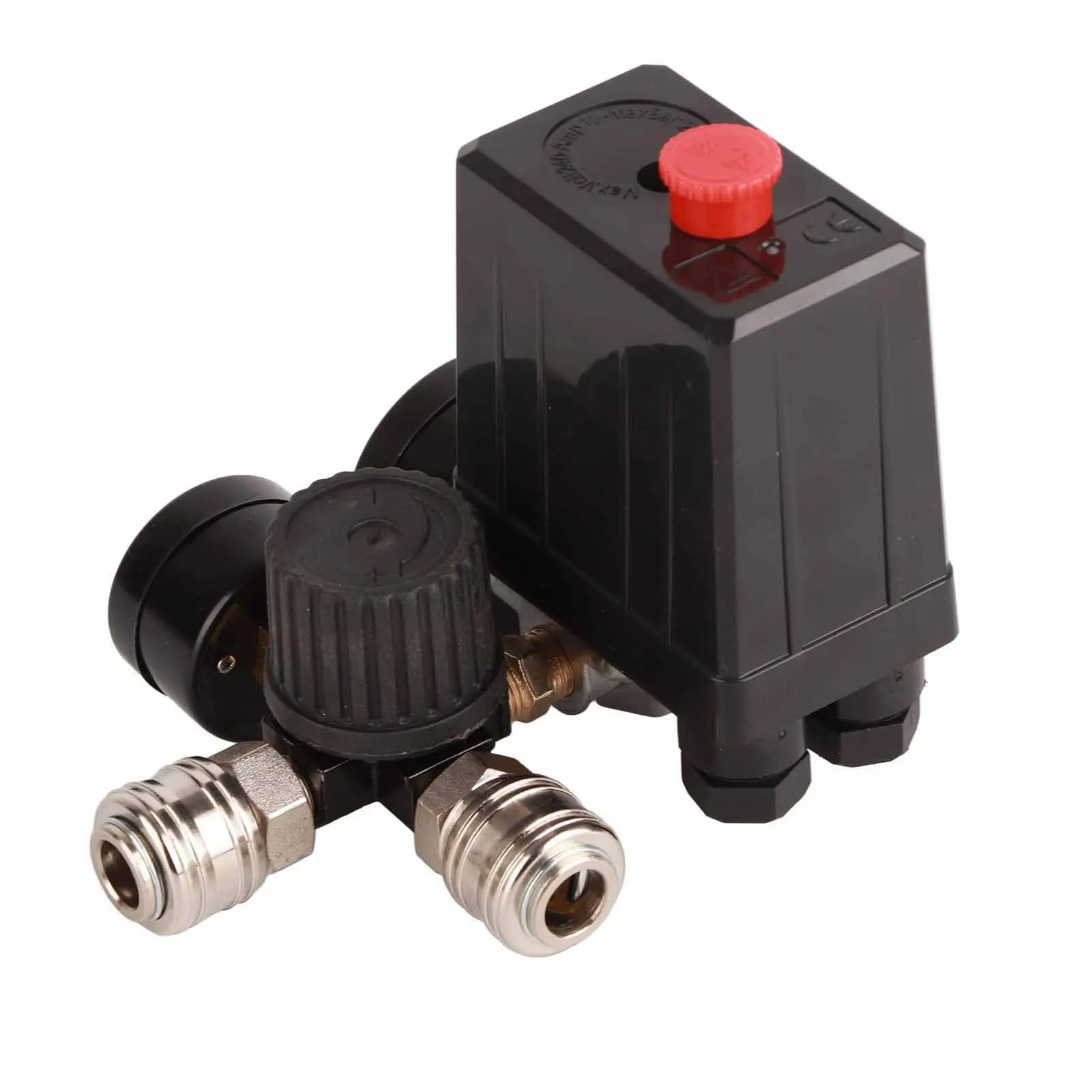 Air Compressor Valve Pressure Switch 1/4in 4 Holes Controller Regulator Valve Pressure Control Switch 90‑120PSI 220V