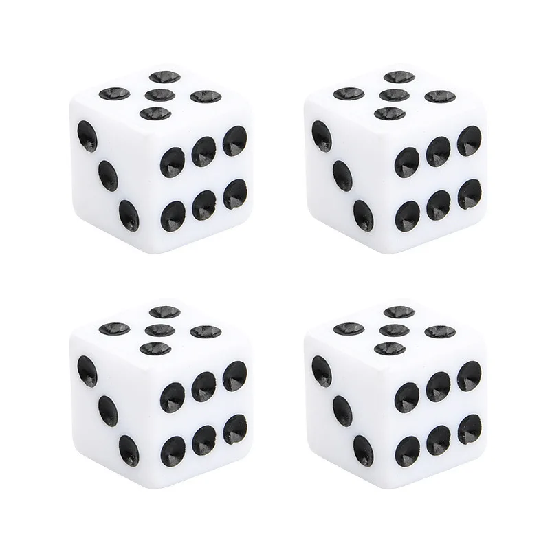 10pcs/pack White New Acrylic Dice 16mm Black Dot Square Corners High Quality Boutique Game Dice