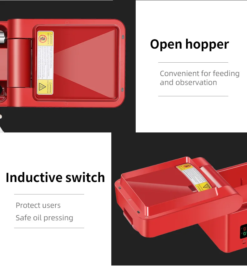 Extracteur de presse à huile d'arachide de graines de lin de sésame, machine pliante en acier inoxydable, interrupteur inductif