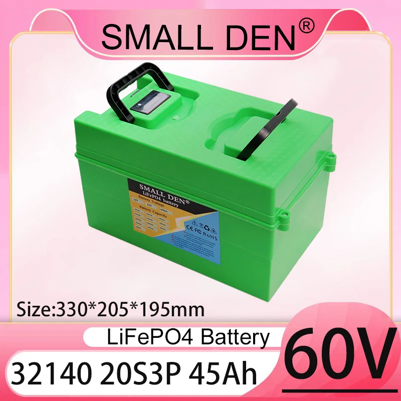 

Новый LiFePo4 аккумулятор 60 В 45 Ач 32140 20S3P встроенный 50 А BMS 64 В 73 В 3600 Вт двигатель мощный безлогичный аккумулятор