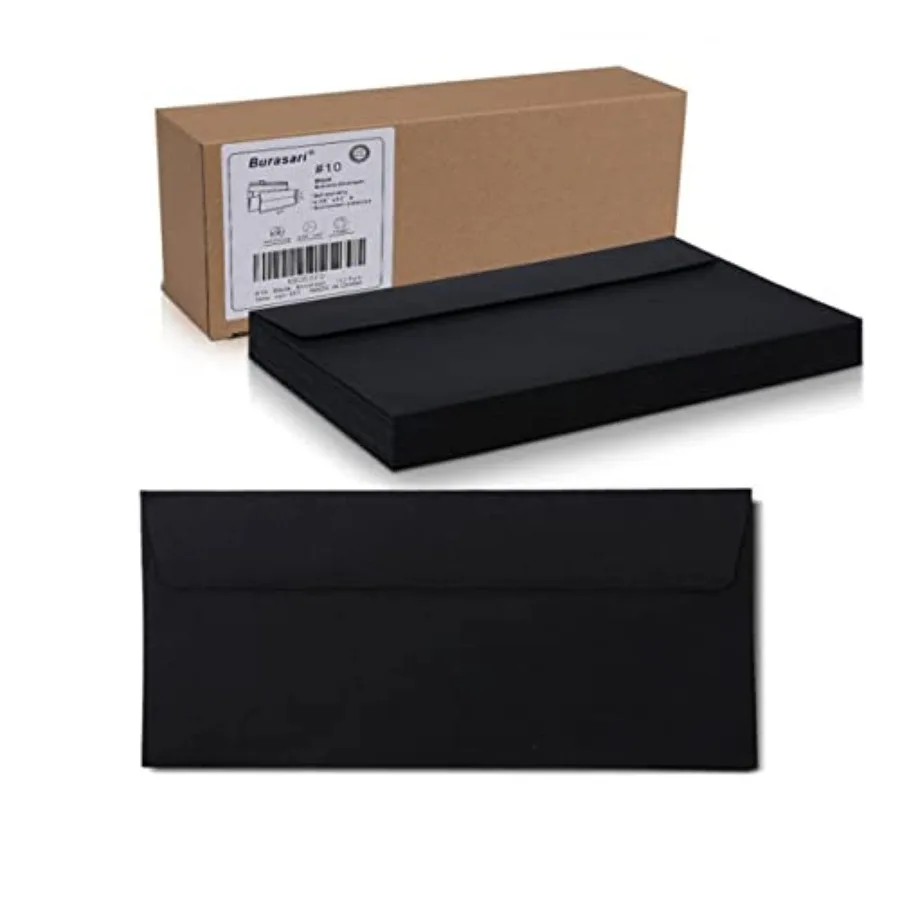 

100Qty#10 Business envelopes 4.125x9.5In- windowless design 120GSM paper envelopes