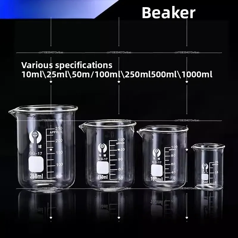 25/50/100/250/500Instruments for Laboratory Chemistry Measuring Cup Pyrex Glass Borosilicate for Scientific Research