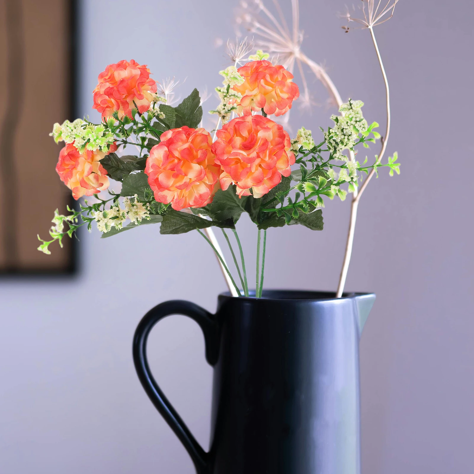 

3Pcs Artificial Hydrangea Bouquet Lifelike Faux Hydrangea Flowers White Realistic Home Office Wedding Decoration