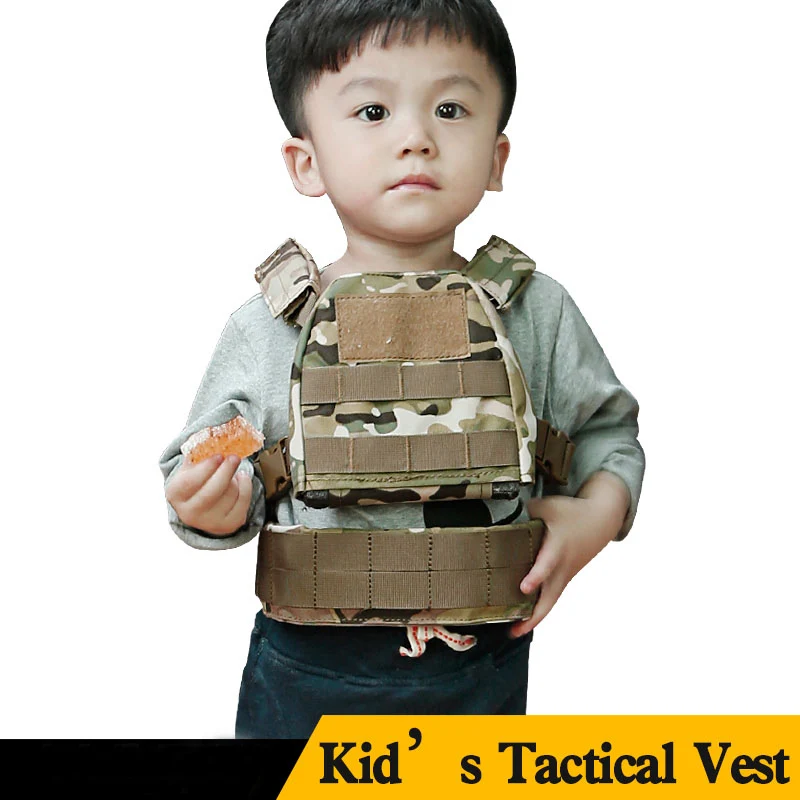 Kids Tactical Vest Militar Molle System Outdoor Combat Sports Loading Adjustable Chest Vests 1000D Hunting Airsoft Vest