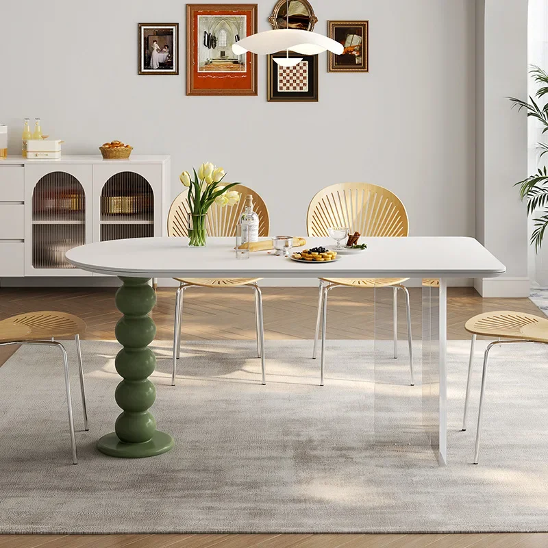 French Luxury Table Retro Style Design Rock Slab Comfortable Delicate Spacious Dining Table Kitchen Mesa Comedor Home Furniture