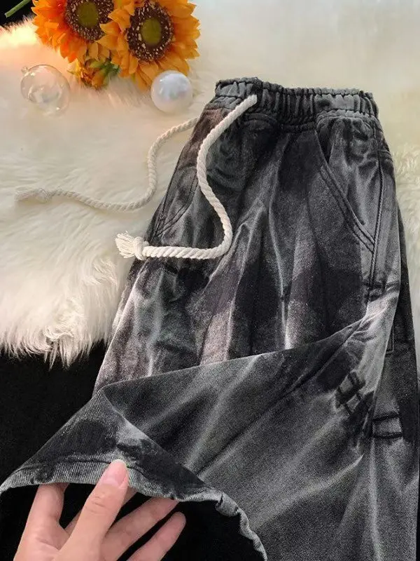 

Мужские летние джинсовые шорты K Street с принтом и необработанным краем, модные свободные прямые брюки-капри, повседневные молодежные штаны в стиле фэшн