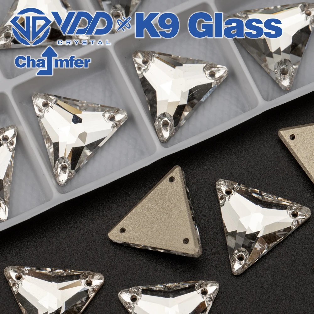 VDD Triangle K9 Glass Sew On Strass Sewing Clear Crystal Flatback Strass Stone per vestiti accessori per abbigliamento abito da sposa