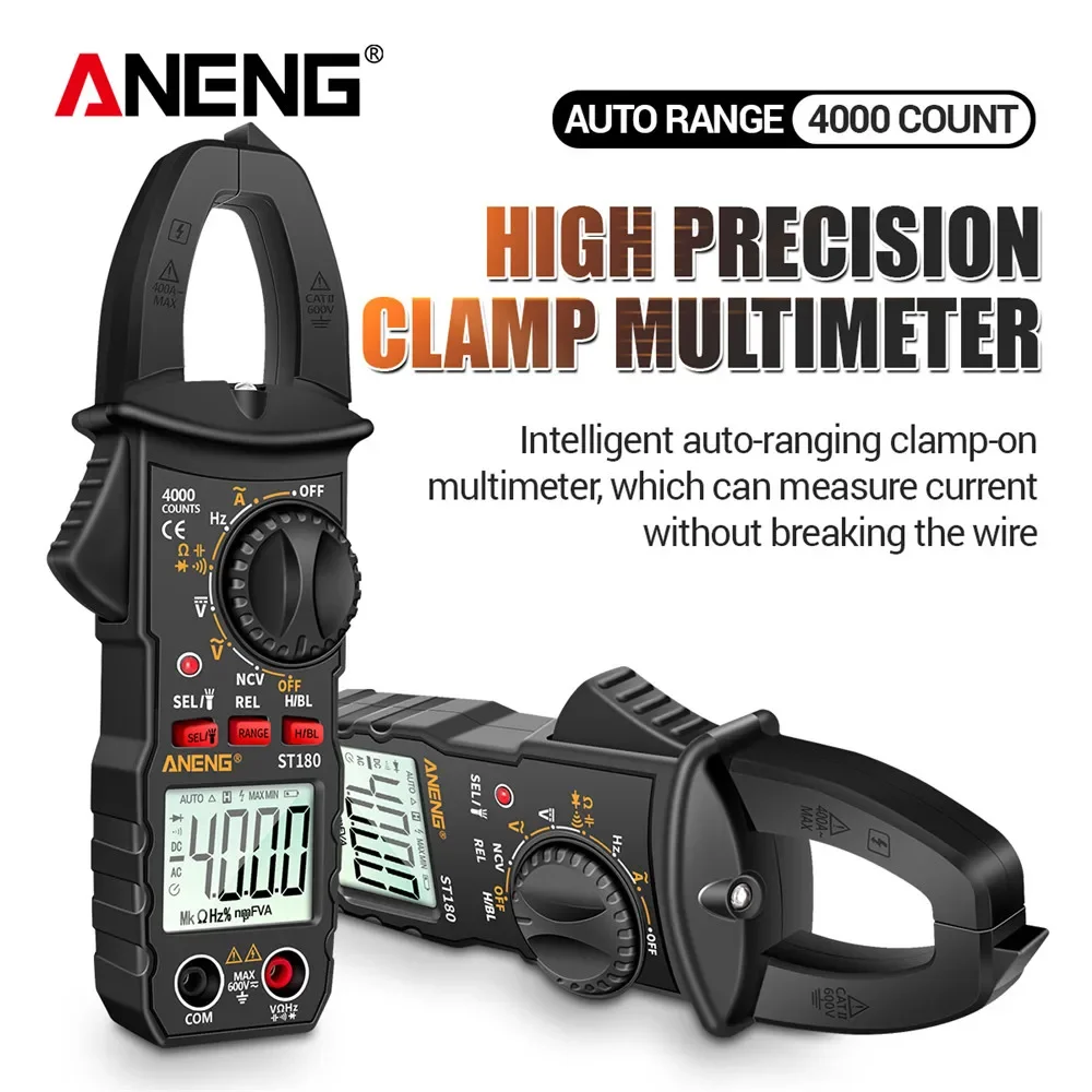 ANENG ST180 Clamp Meter Multimeter 4000 Counts Digital AC Current  Ammeter Voltage Tester Car Amp Hz Capacitance NCV Ohm Tester
