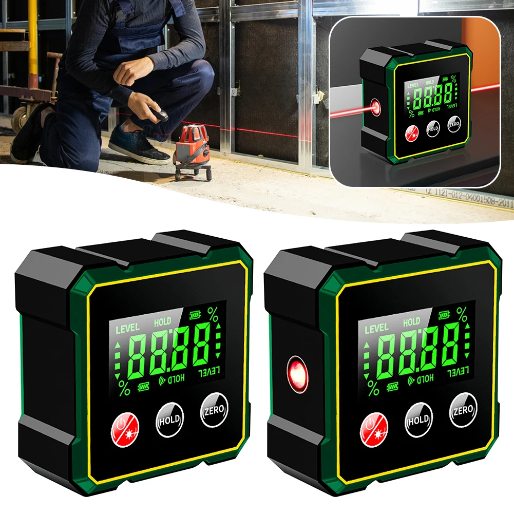 Digitaler Winkelmesser mit elektronischen Laserern, 4-seitigen Magneten, digitaler Winkelmesser, USB-Winkelmesser, Neigungsmesser, Füllstandslineal