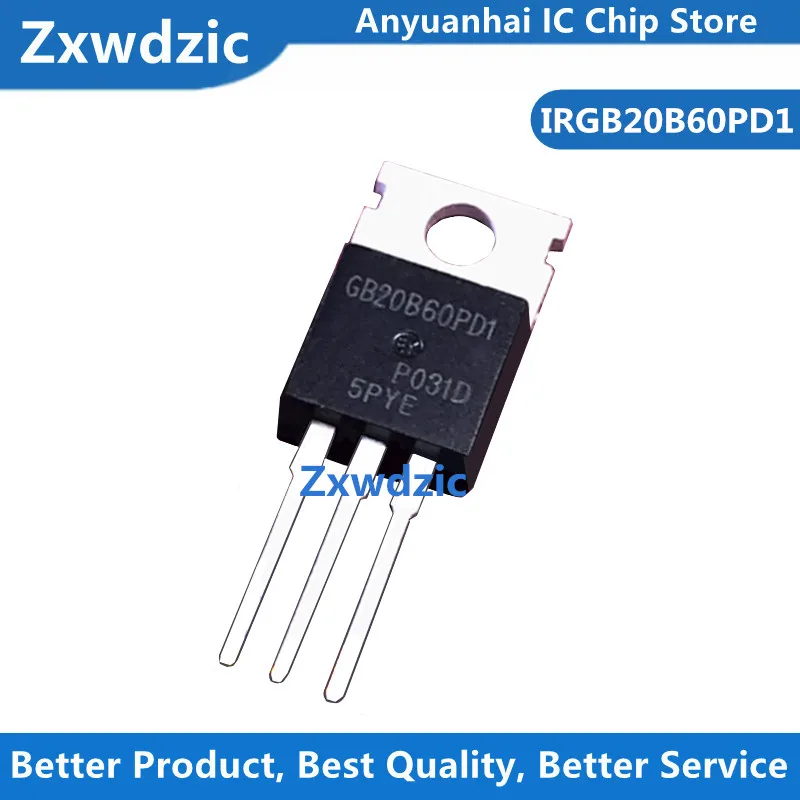 10pcs New Original IRGB20B60PD1PBF  IRGB20B60PD1 GB20B60PD1  TO-220  IGBT Transistor 40A600V