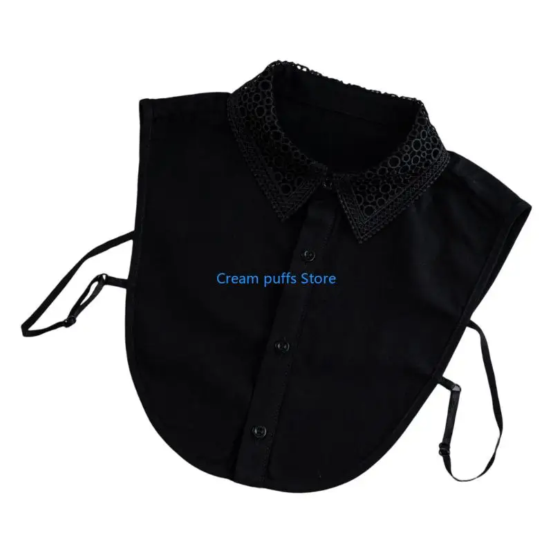 50LE، طوق دانتيل عصري قابل للفصل، قطعة عنق مريحة بنصف قميص، حشوة للمناسبات الرسمية