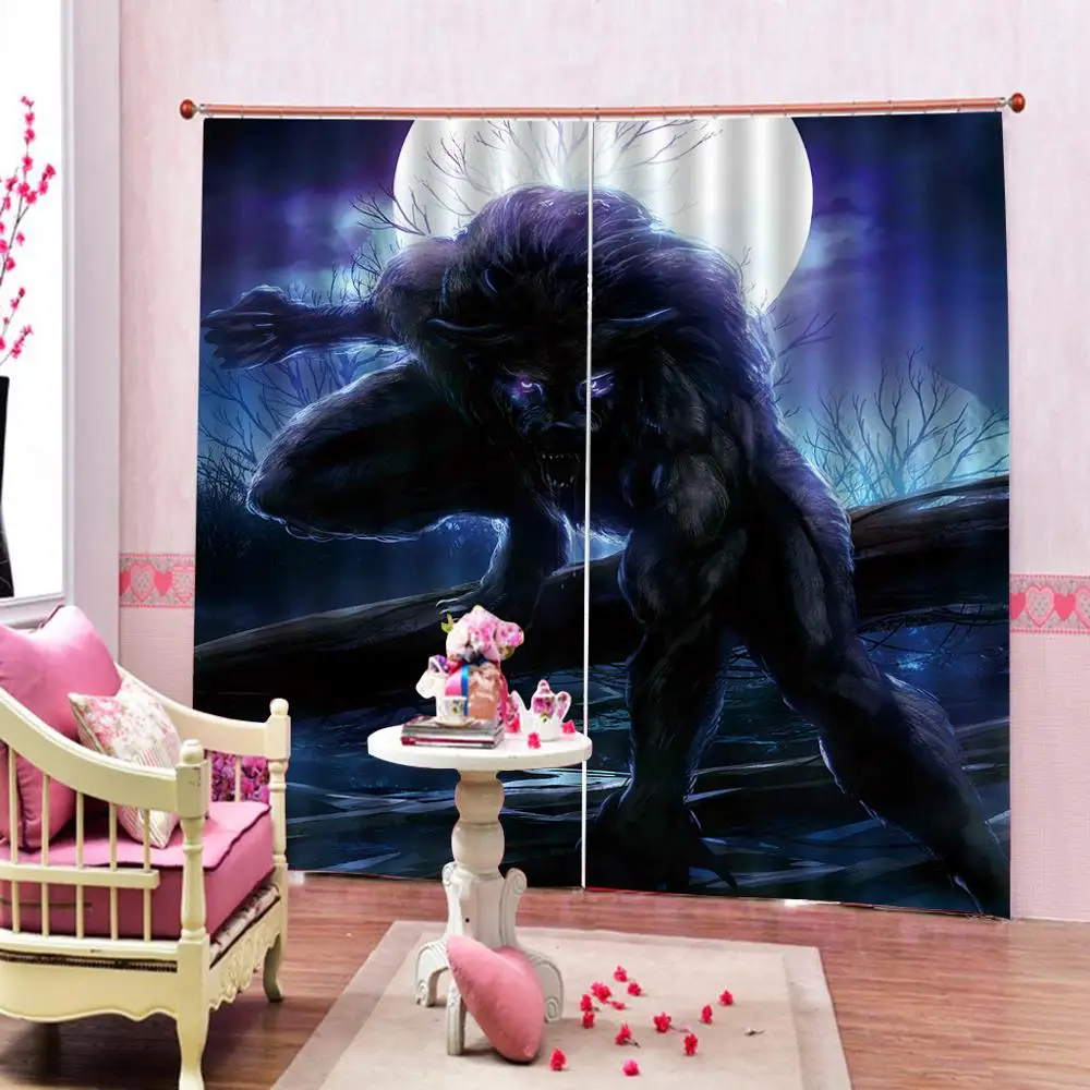 animal 3D Curtains angel design Curtains For Living Room Bedroom dark blue curtains for bedroom Blackout curtain