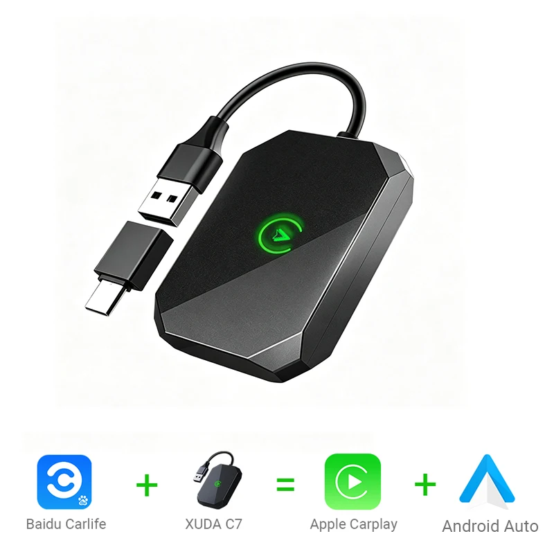 XUDA C7  For BAIC CHERY GAC TOYOTA Aion Dongfeng Honda Smart Box Solution Google Waze Live Map Convert Carlife to Apple Carplay