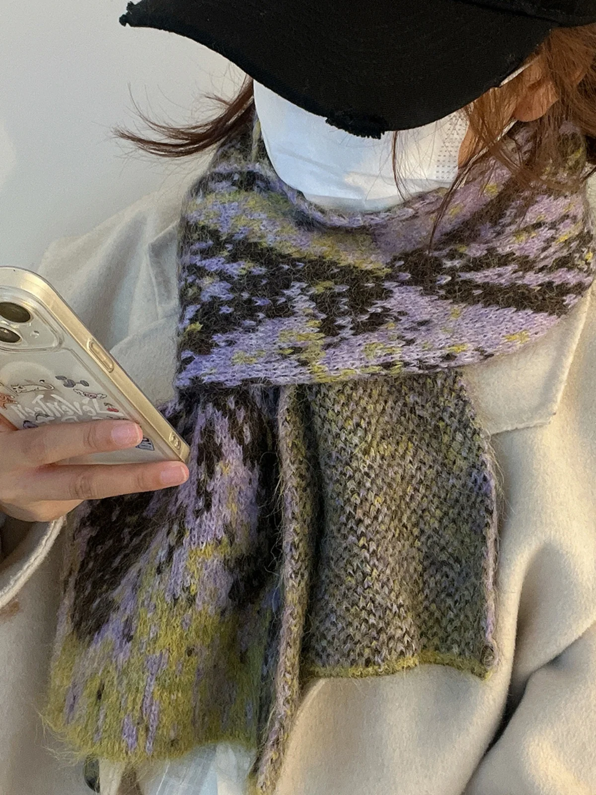 Korean Version Versatile Thickieng Warm Scarf for Women High Density Keep Warm in Autumn and Winter Pure Color 2024 N38