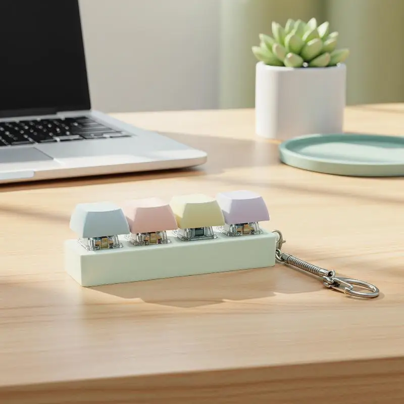 4 Keys Finger Button Mechanical Keyboard Keycaps Colorful Keychain Fidget Toys Press Keyboard Games Key Toy