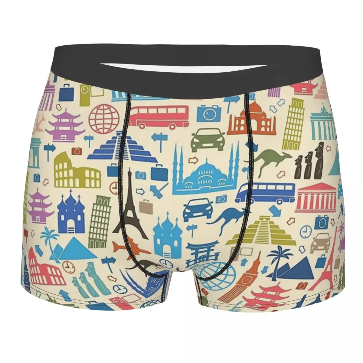 Icons Of Travel Underpants Homme Panties Man Underwear Sexy Shorts Boxer Briefs